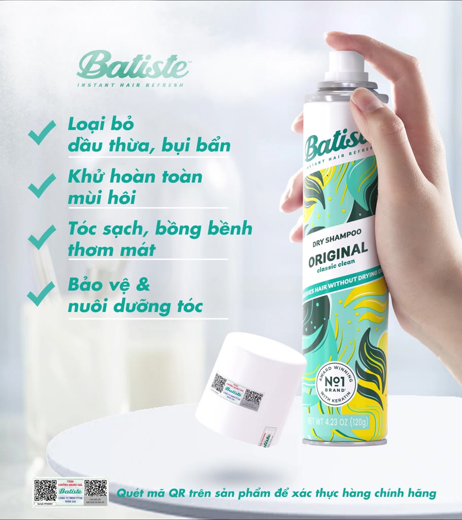 Dầu Gội Khô Hương Cổ Điển Batiste Dry Shampoo Clean & Classic Original 200ml | BigBuy360 - bigbuy360.vn