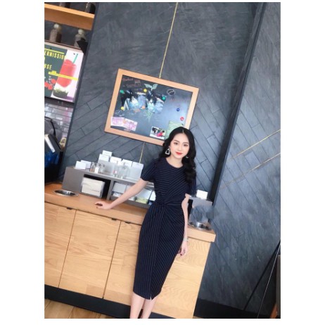 Váy Body Kẻ Xoắn Eo Cao Cấp [Ảnh Thật 100%] - MIN House