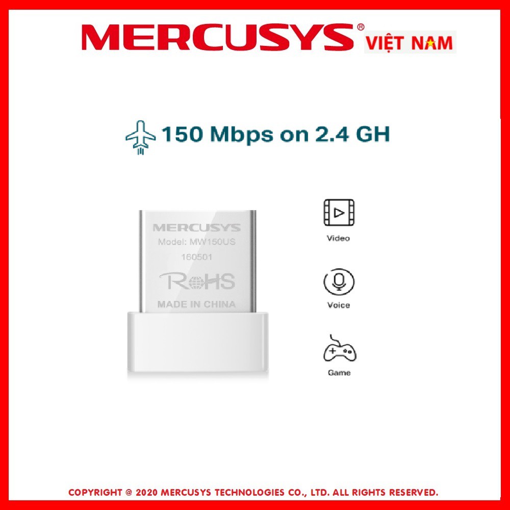 Bộ chuyển đổi USB Nano không dây Mercusys N150 MW150US | BigBuy360 - bigbuy360.vn