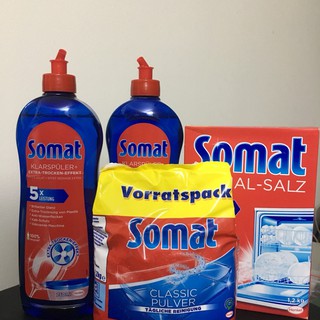 BỘT RỬA BÁT SOMAT  + MUỐI RỬA CHÉN SOMAT 1,2KG + 2 BÓNG LY SOMAT 750ML .