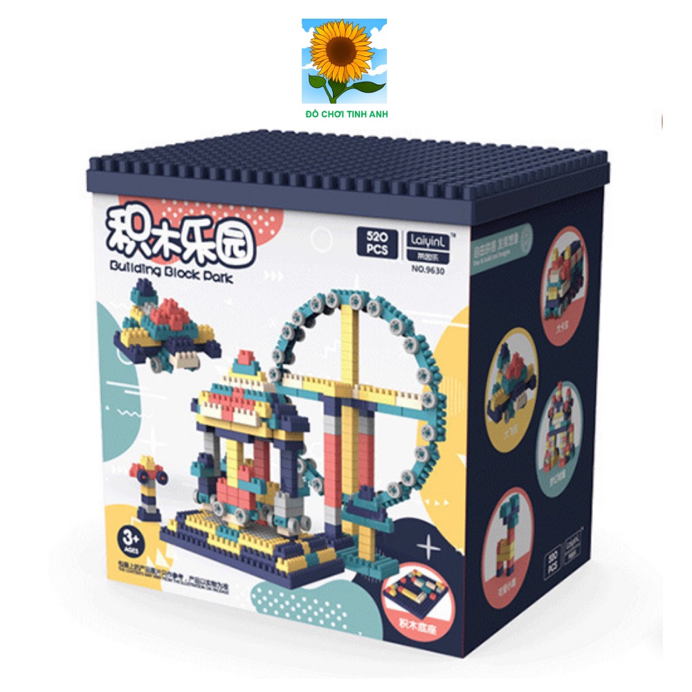 Building Block 520 chi tiết - Bộ đồ chơi xếp hình loại to cho bé lắp ráp, sáng tạo phát triển trí tuệ