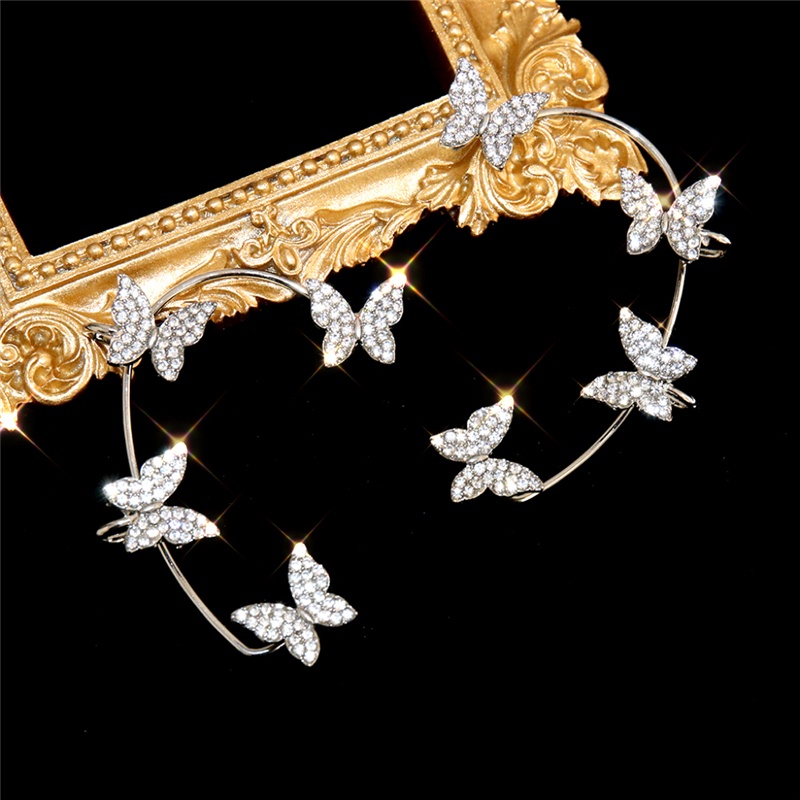 Khuyên Kẹp Vành Tai Hình Bướm Đính Đá Zircon Lấp Lánh Phong Cách Hàn Quốc Thời Trang Dự Tiệc Cho Nữ