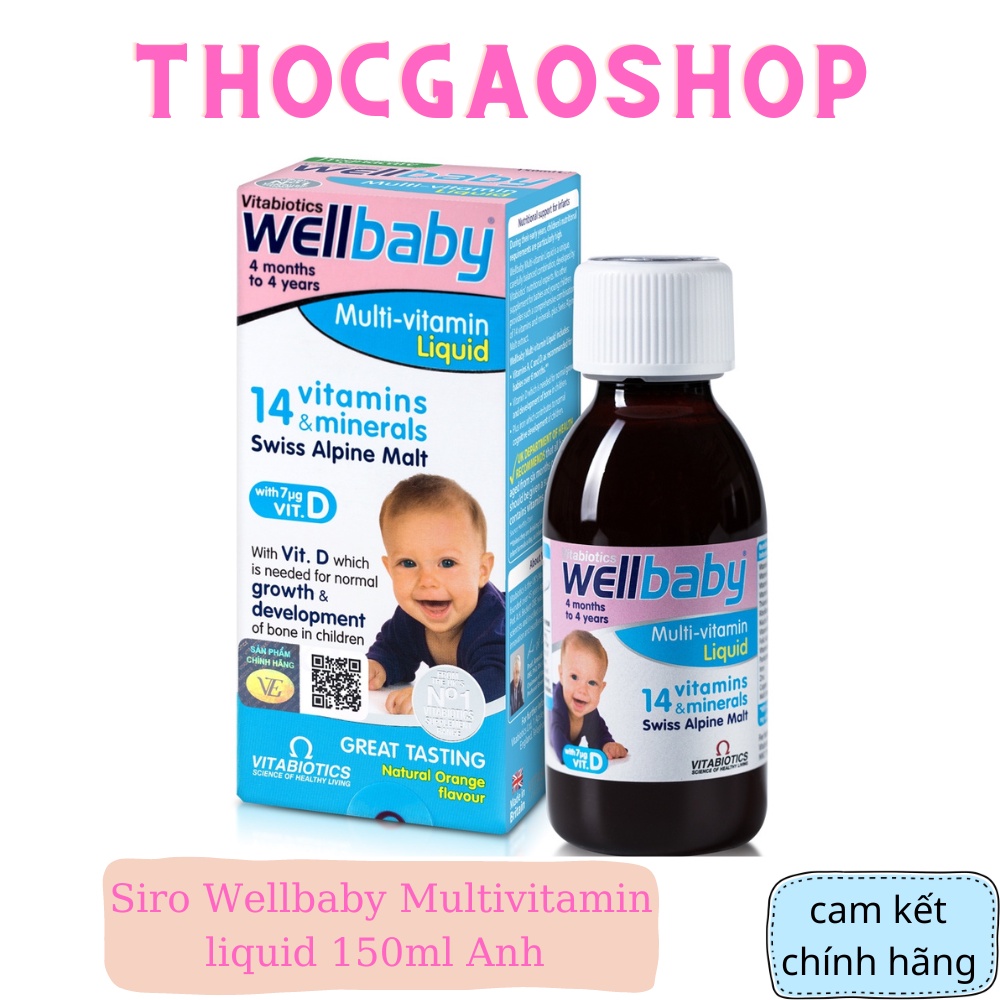 Siro Wellbaby Multivitamin liquid 150ml Anh chính hãng Vitabitotics cung cấp 14 vitamin và khoáng chất cần thiết