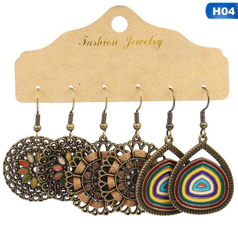 Bông tai dáng dài mặt tròn phong cách bohemian hợp thời trang