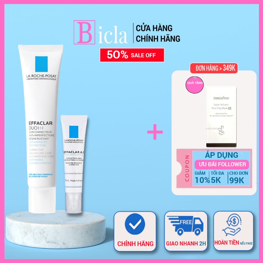 Kem dưỡng da thông thoáng lỗ chân lông ngừa thâm và mụn La Roche-Posay Effaclar Duo+