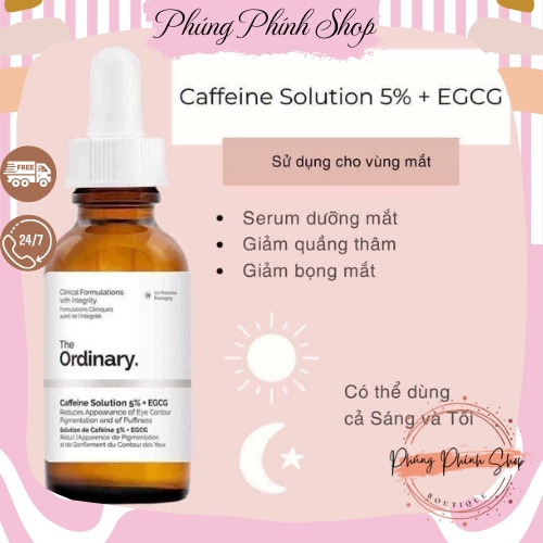 { Hàng Canada đi Air } Serum mắt Caffeine Solution 5% + EGCG - The Ordinary bao Auth bao check