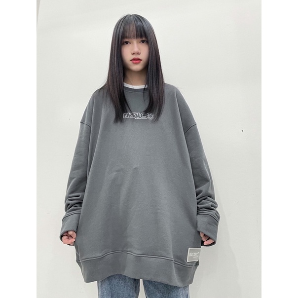 Áo Sweater 2 cổ Xám (Nỉ bông)