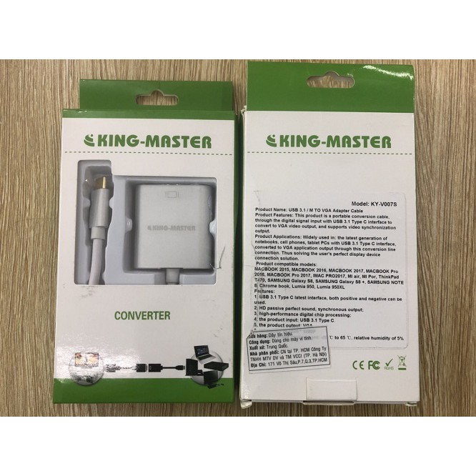 CÁP CHUYỂN ĐỔI TYPE-C SANG VGA KINGMASTER KY-V007S