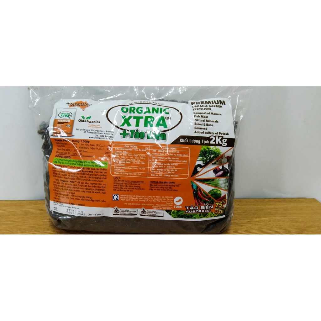 Phân nở tảo biển cao cấp Úc ORGANIC XTRA kích thích tăng trưởng cây trồng 2kg