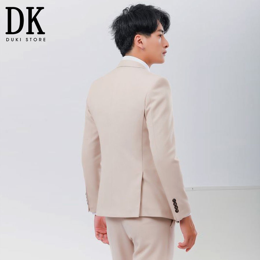GIẢM 75% Bộ vest nam 1 cúc Hàn Quốc màu kem đẹp giá siêu rẻ DKA0014 - DUKI STORE