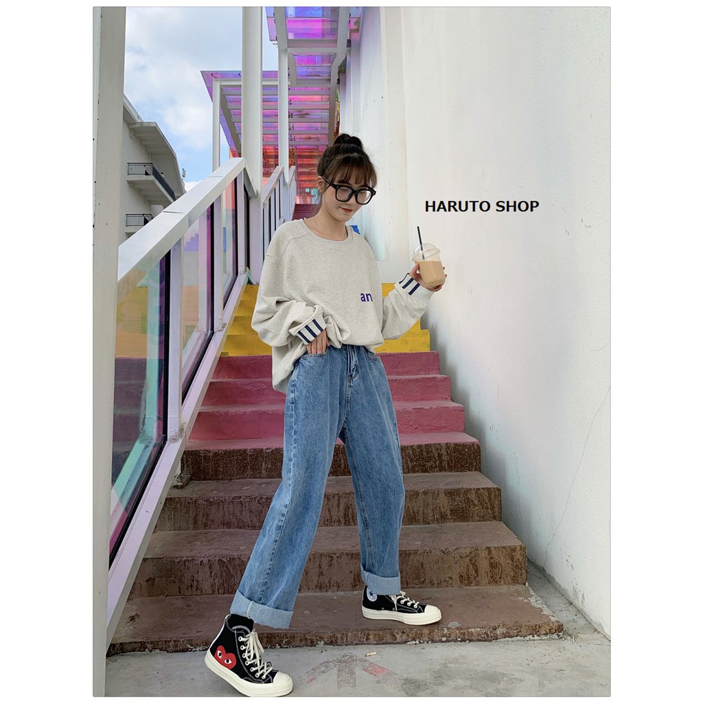 Quần JEAN dài UNISEX nam nữ Quần suông dáng dài | BigBuy360 - bigbuy360.vn