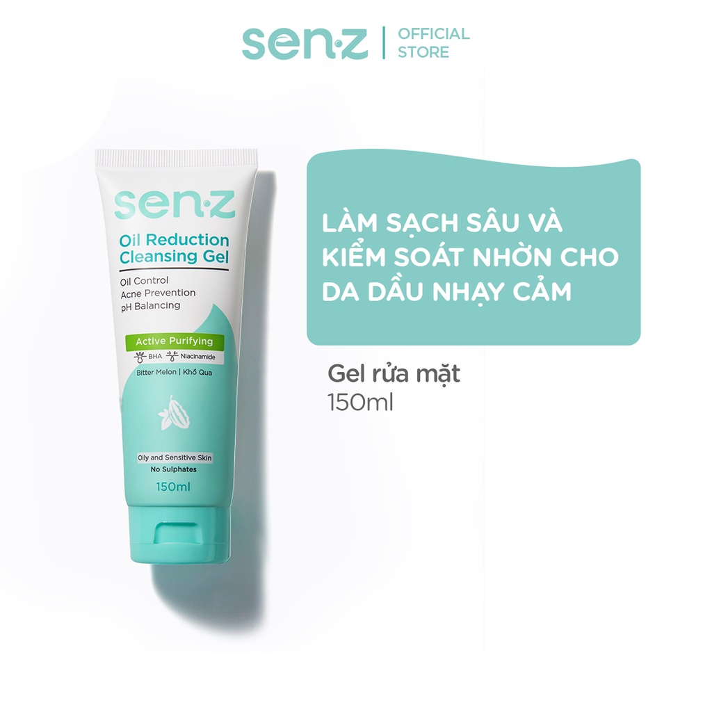 Gel Rửa Mặt Khổ Qua Dành Cho Da Dầu Mụn SenZ Oil Reduction Cleansing Gel chuẩn pH 150ML