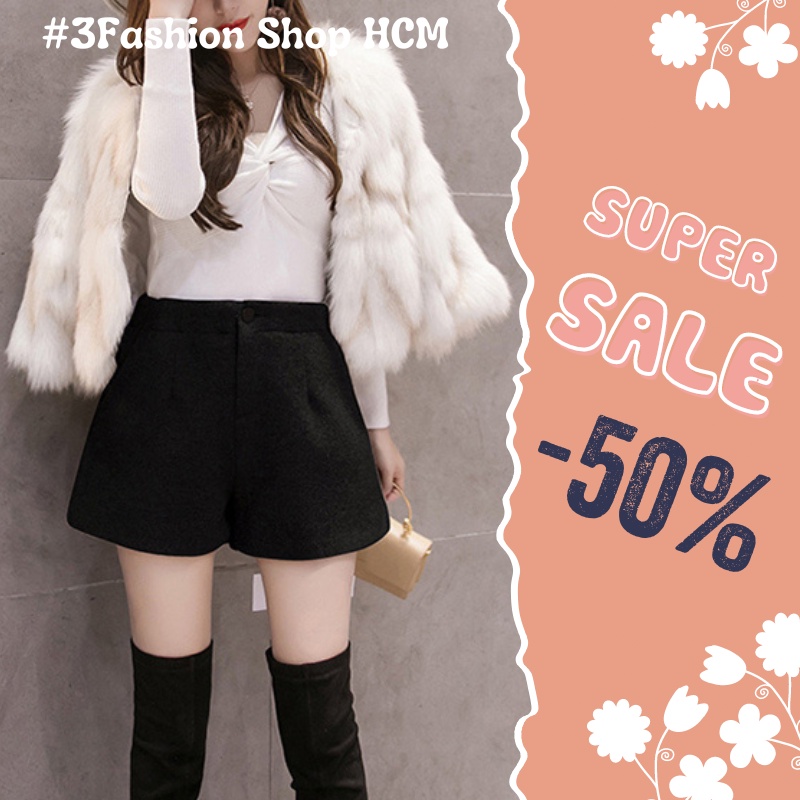Quần Short Nữ Lưng Cao Ống Rộng Vải Nỉ Dày Dặn Style Hàn Quốc - QN05