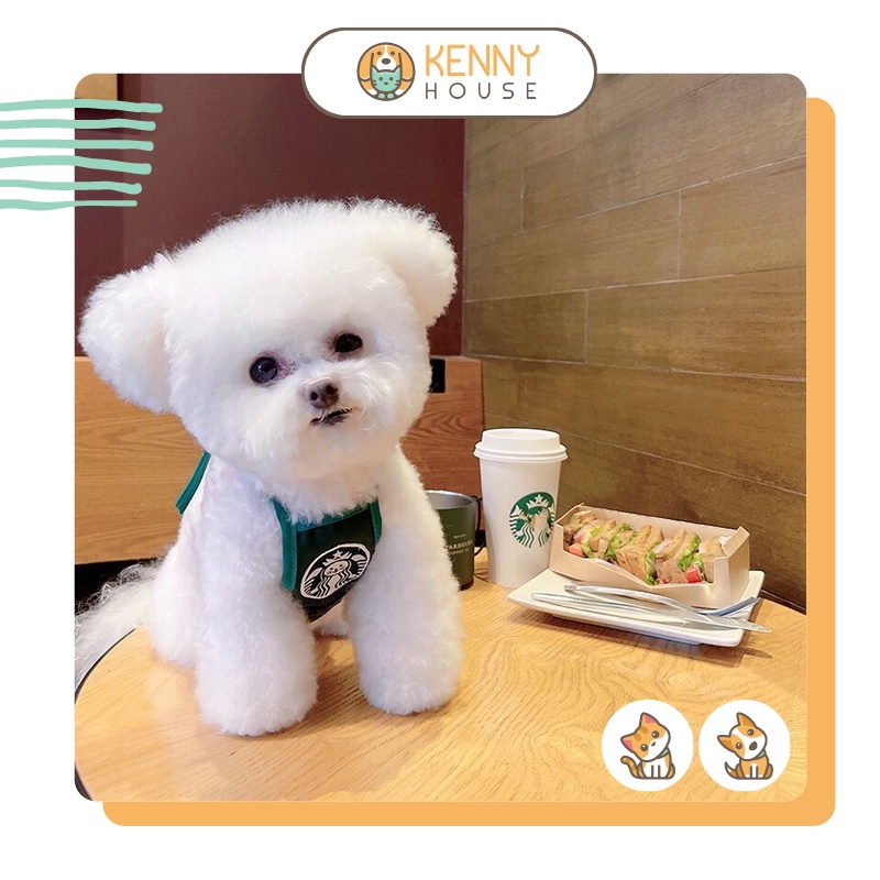 Yếm ngực starbucks dây buộc tuỳ chỉnh cho chó mèo
