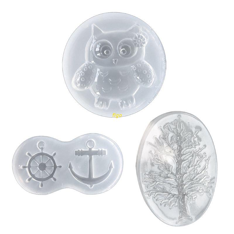 Khuôn silicone làm mặt Vòng cổ hình chim cú và cây<br>