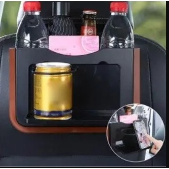Khay hộp để đồ sau ghế xe ô tô có kèm bàn phụ đựng đồ
