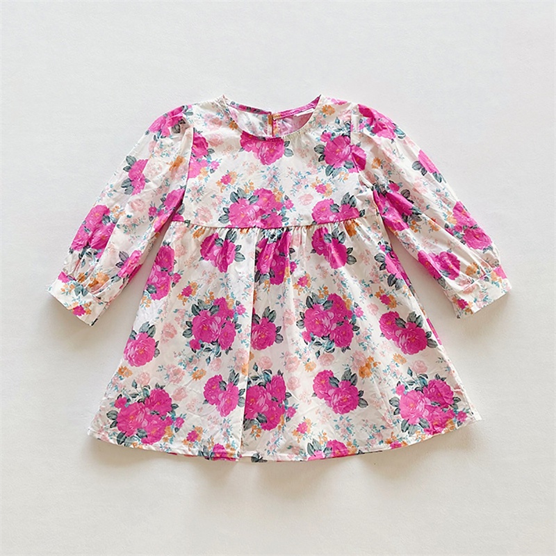 BEAR LEADER Đầm Cotton Tay Dài Phong Cách Hàn Quốc Thời Trang Mùa Thu Mới Cho Bé Gái 2-7 Tuổi