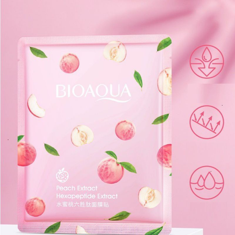 Một Miếng Mặt nạ Giấy Trái Đào Bioaqua giúp dưỡng ẩm, làm trắng da 25ml