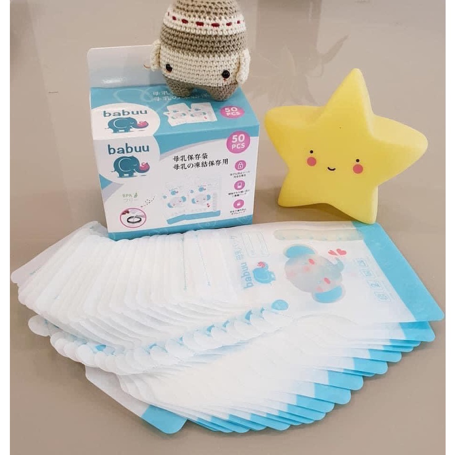(Hộp 50c ) Túi trữ sữa Babuu 250ml hộp 50c