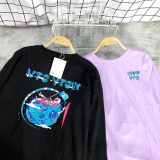 Áo phông dài tay tím in hình unisex ulzzang - ẢNH THẬT