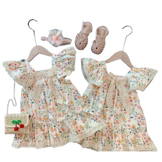 Váy bé gái cánh tiên viền ren cài nơ ngực XHN301