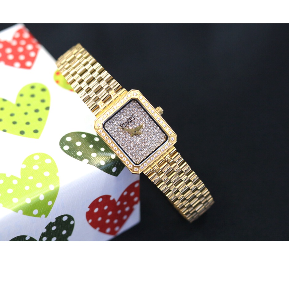 Đồng Hồ Nữ Piaget P8085DLK-T Chữ Nhật Full Đá
