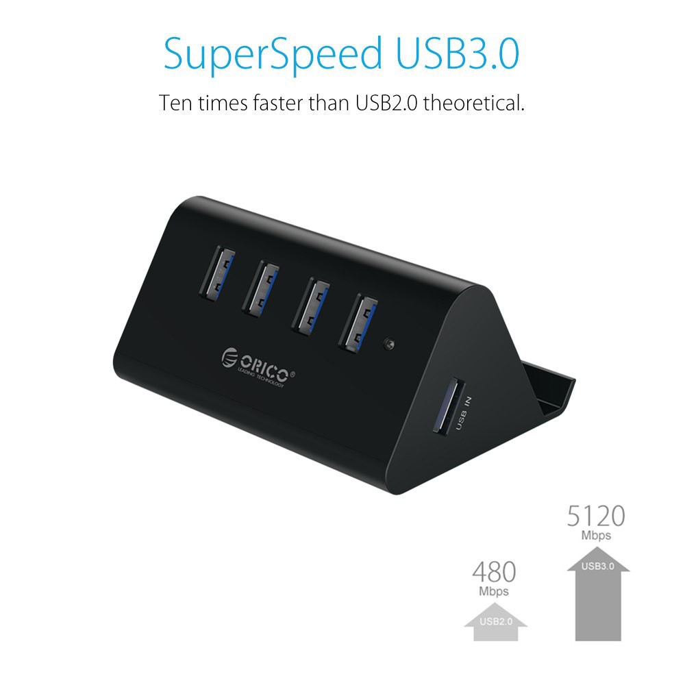 Bộ Chia USB Hub Orico SHC-U3 4 Cổng USB 3.0 5Gbps Kèm Giá Đỡ Điện Thoại