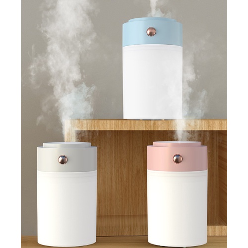 Máy phun sương tạo ẩm không khí kết hợp đèn ngủ hình trụ màu trắng/hồng/xanh 250ML