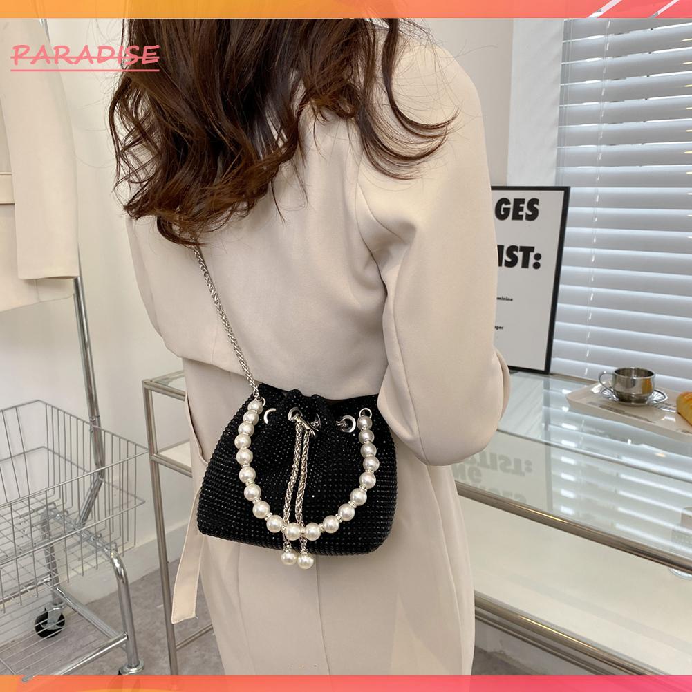 Túi Xách Dây Rút Đính Đá Ngọc Trai Giả Thời Trang