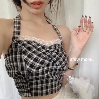Áo hai dây ca rô ca rô thời trang nữ tính
