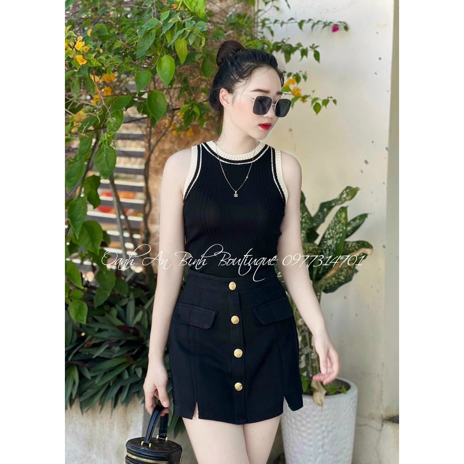 Áo ba lỗ len viền nhiều màu