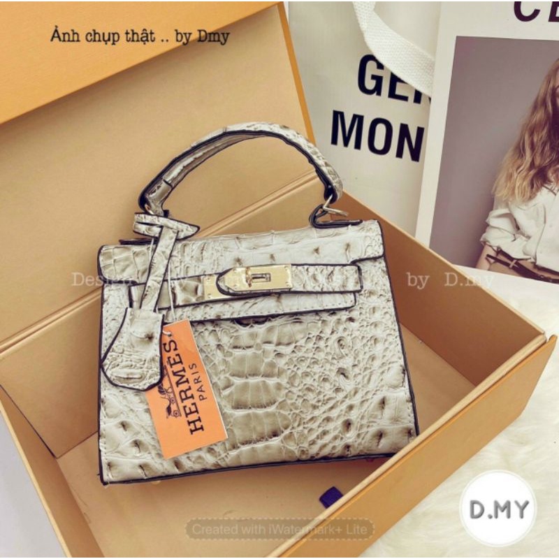 Túi xách Hm da cá sấu kèm dây đeo chéo