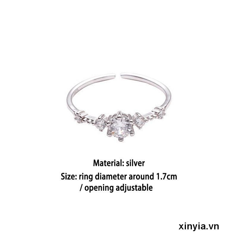 Nhẫn Bạc 925 đính đá Cateria Ring Kiểu Dáng Đơn Giản Thời Trang Dành Cho Nữ