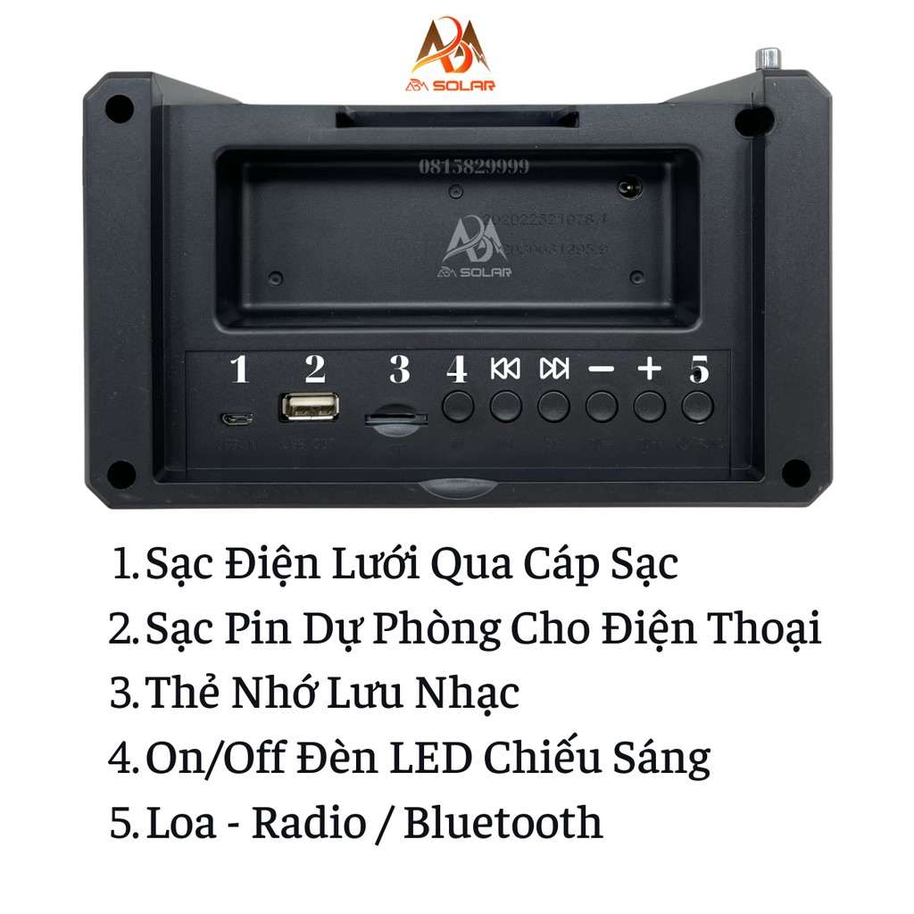 Loa Bluetooth Kết Hợp Đèn LED Sử Dụng Năng Lượng Mặt Trời , Loa Radio Tích Điện Mini Cầm Tay, Âm Thanh Lớn, Sạc Dự Phòng