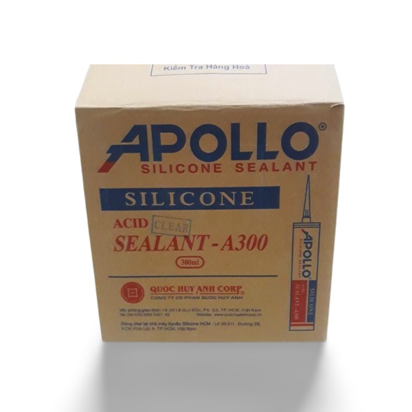 Thùng  silicone Apollo A300, Keo silicone dán nhôm kính Apollo A300, Silicone Apollo A300 trong - đục