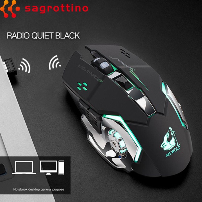 HOG Rechargeable Wireless Silent LED Backlit Gaming Mouse USB Optical Mouse for PC