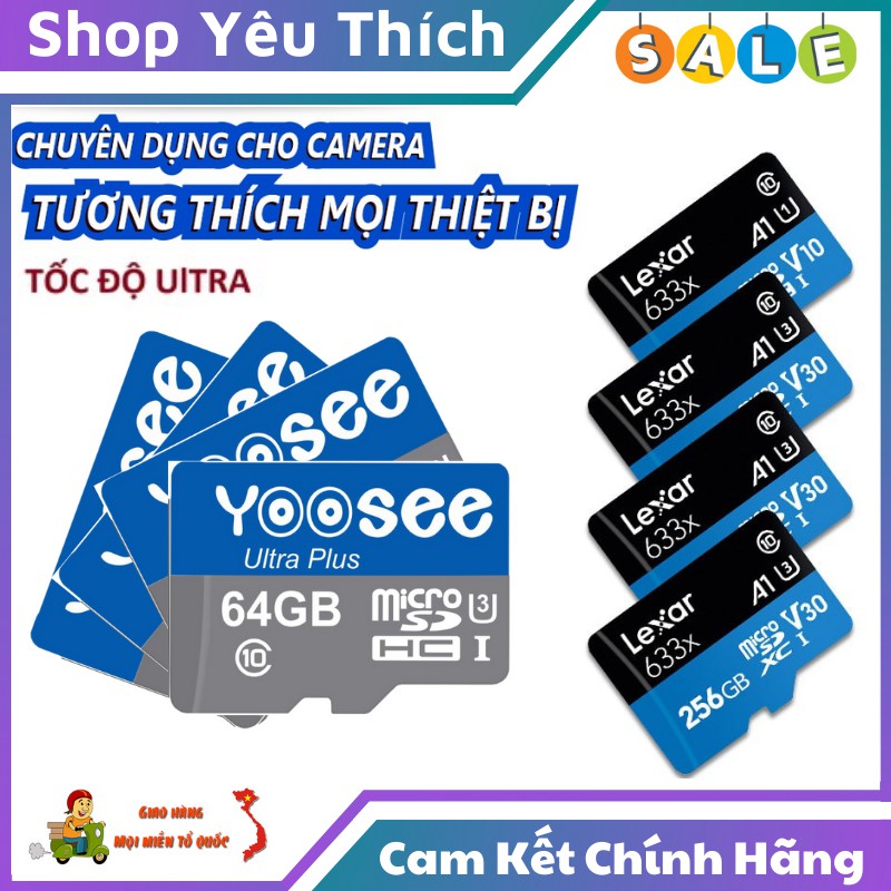 Thẻ Nhớ ⭐FREE SHIP⭐ Thẻ Nhớ Cao Cấp Chuyên Dụng Dành Cho Camera Tương Thích Mọi Loại Thiết Bị