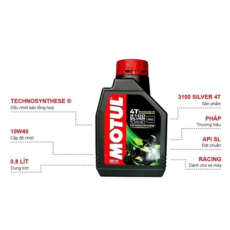 [Free Ship Xtra] Nhớt xe máy số cao cấp Motul Silver 3100 10W40 800ml hàng chính hãng