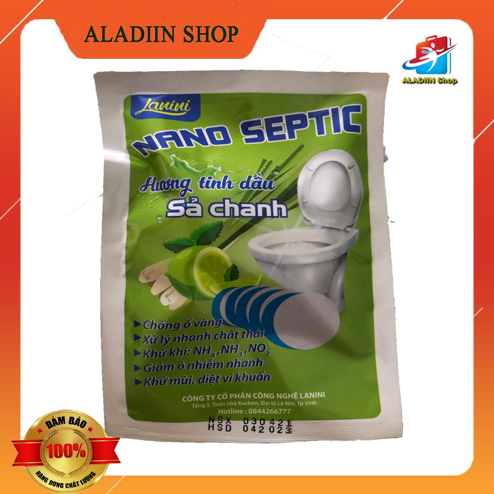 Viên nén vi sinh bồn cầu hương tinh dầu Sả Chanh thơm Nano Septic Lanini mỗi gói 1 viên