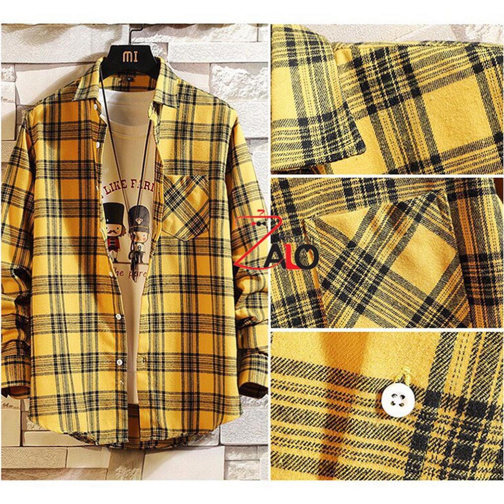 Áo Sơ Mi Flannel Sơ Mi Caro Áo Khoác Nam Nữ Form Rộng Cá Tính Unisex SM11  ྇ ༷