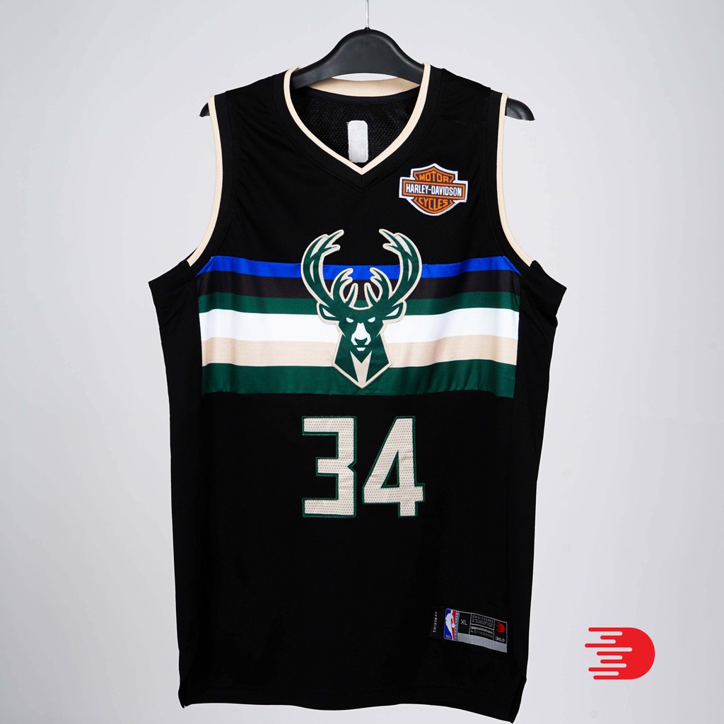 Trang Phục bóng rổ ACTEE NBA Delo Jersey Milwaukee Bucks  - Đen