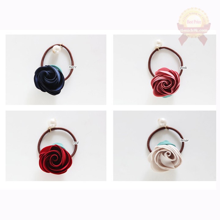 Chun buộc tóc Hàn Quốc tạo kiểu hoa hồng dễ thương – 4 màu PKTT118SP2