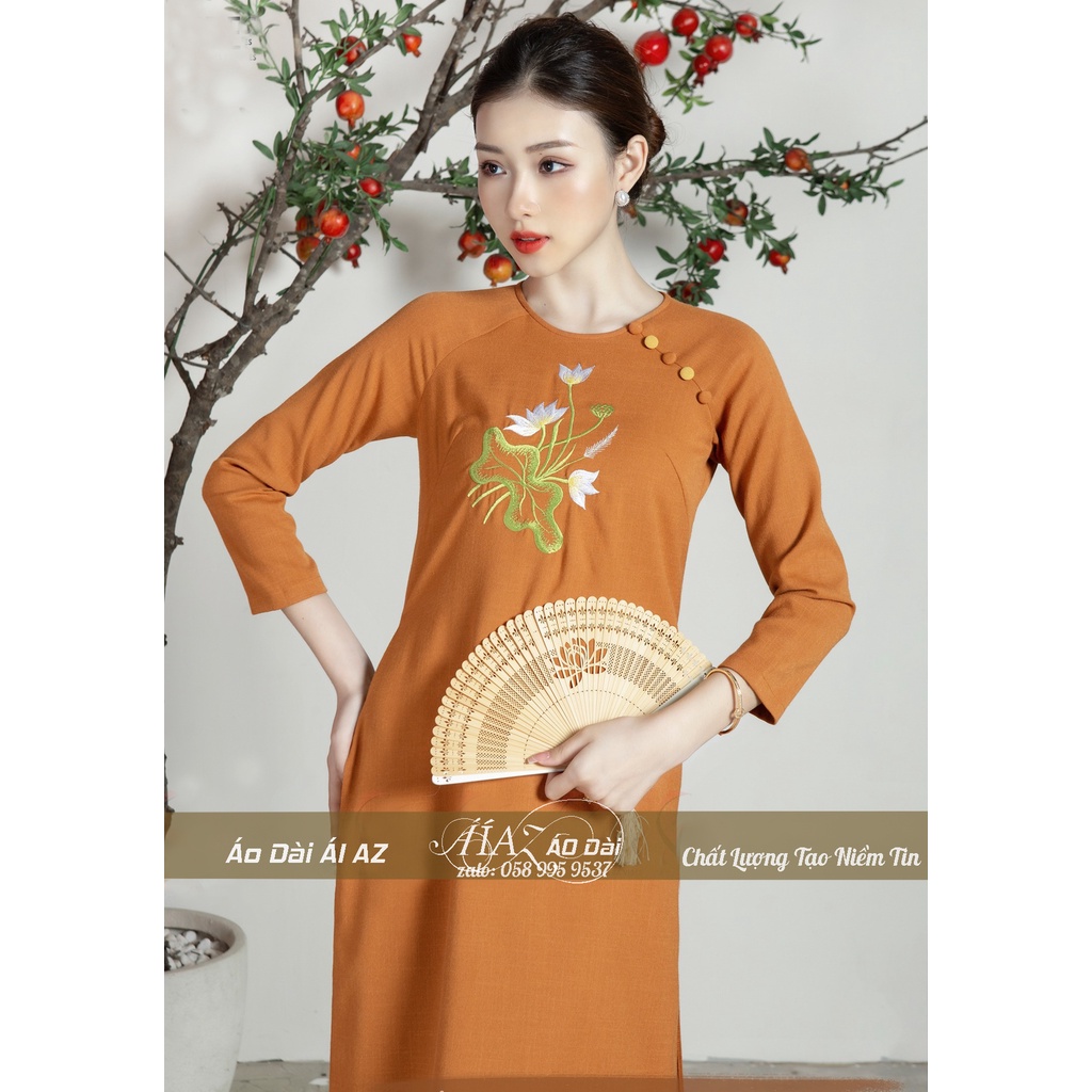 Áo Dài Lam Đi Chùa Nữ Áo Dài Nữ Dáng Suông VD05
