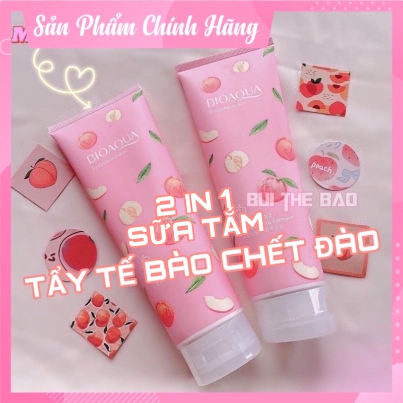 2 IN 1 Sữa Tắm  Tẩy Tế Bào Chết Đào  Thơm Ngọt Ngào 🧁 Bioaqua