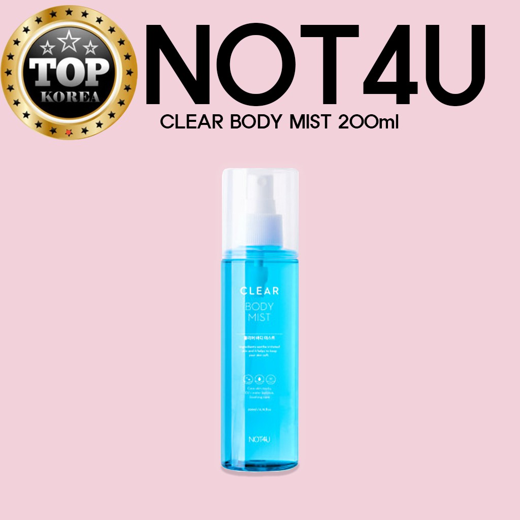 Chai Xịt Cơ Thể Hỗ Trợ Giảm Mụn Not4U CLEAR BODY MIST 200ml