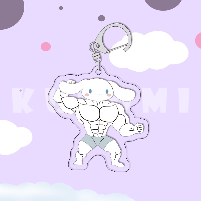 Móc khoá hình Cinnamoroll dễ thương cơ bắp, anime Macho Melody Kuromi cute đô con cặp đôi