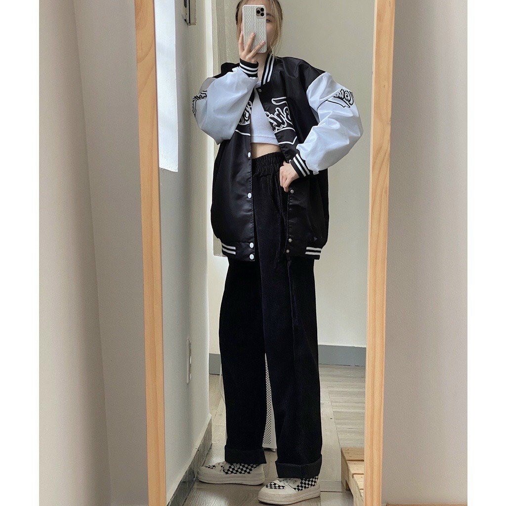 Áo Bomber 𝗙𝗥𝗘𝗘𝗦𝗛𝗜𝗣 Áo chống nắng TORICN  ĐEN nam nữ freesize unisex kute hàn quốc dễ thương varsity cao cấp giá rẻ.