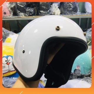 Mũ 3/4 trắng bóng lót đen cao cấp - Bảo hành 1 đổi 1 trong 7 ngày -Mũ bảo hiểm 3/4 đầu giá rẻ
