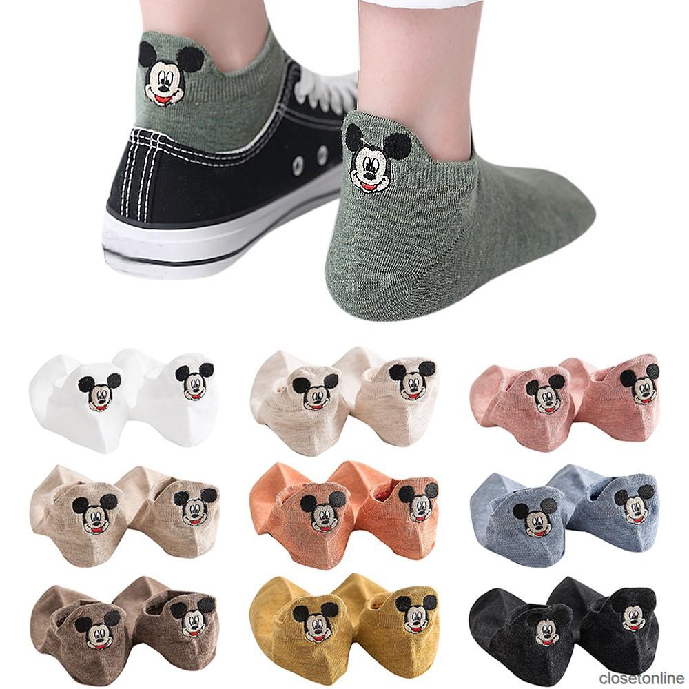 Vớ Cotton Cổ Ngắn In Hình Chuột Mickey Dễ Thương