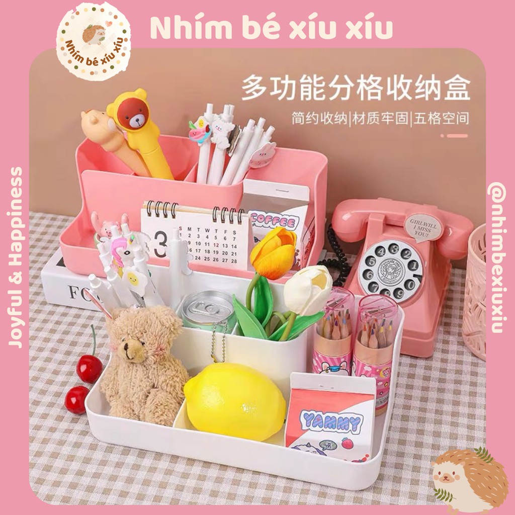 Kệ đựng đồ trang điểm decor góc học tập, bàn làm việc siêu xinh